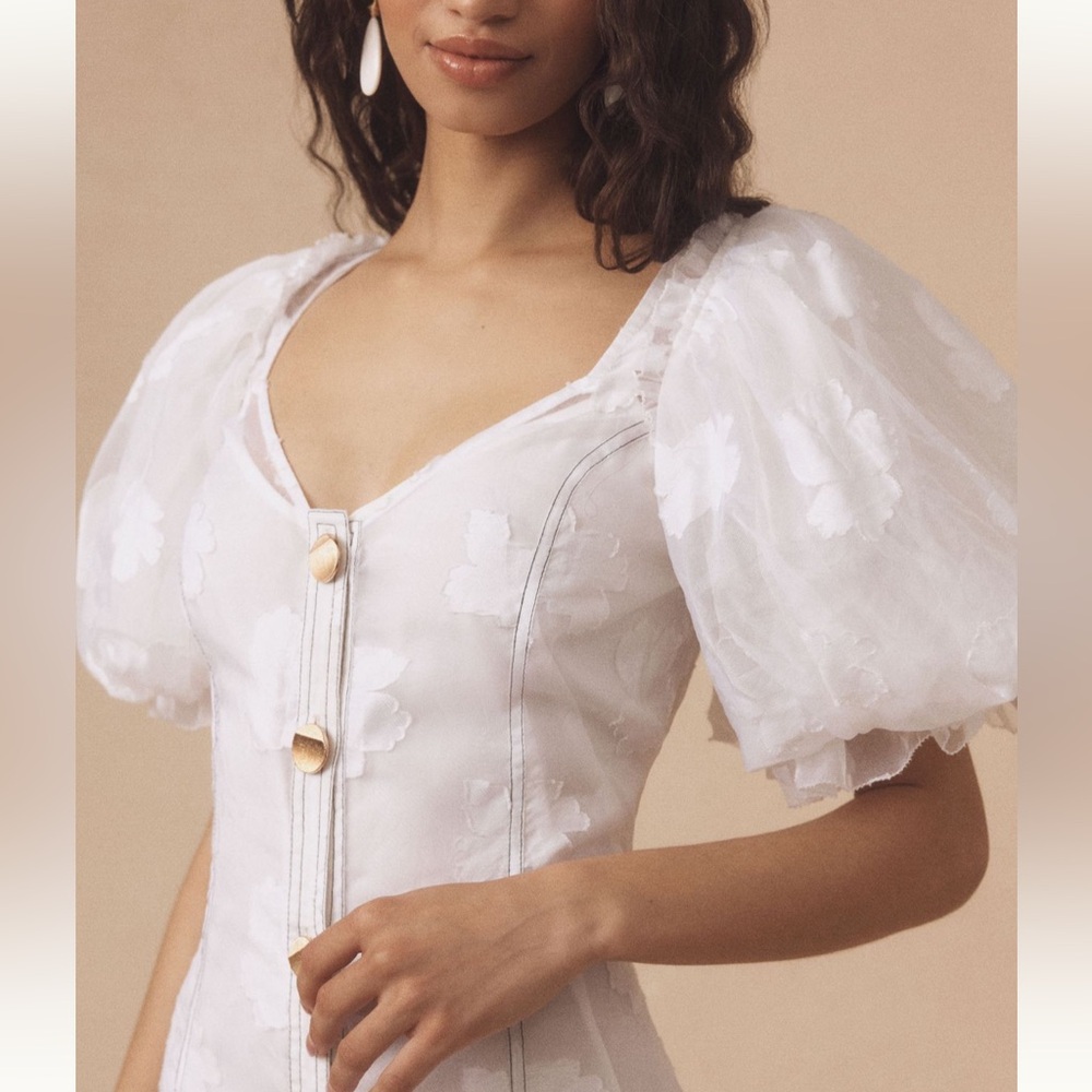 Let Me Be Puff-Sleeve Sheer Midi Dress - Picture 3 of 4